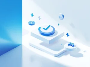 Blauwe calculator-icoon met groene accenten en game controller symbolen op witte achtergrond voor game ontwikkelingskosten